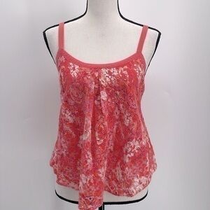 UEC Guess pink floral lace cotton blend tank top size XS